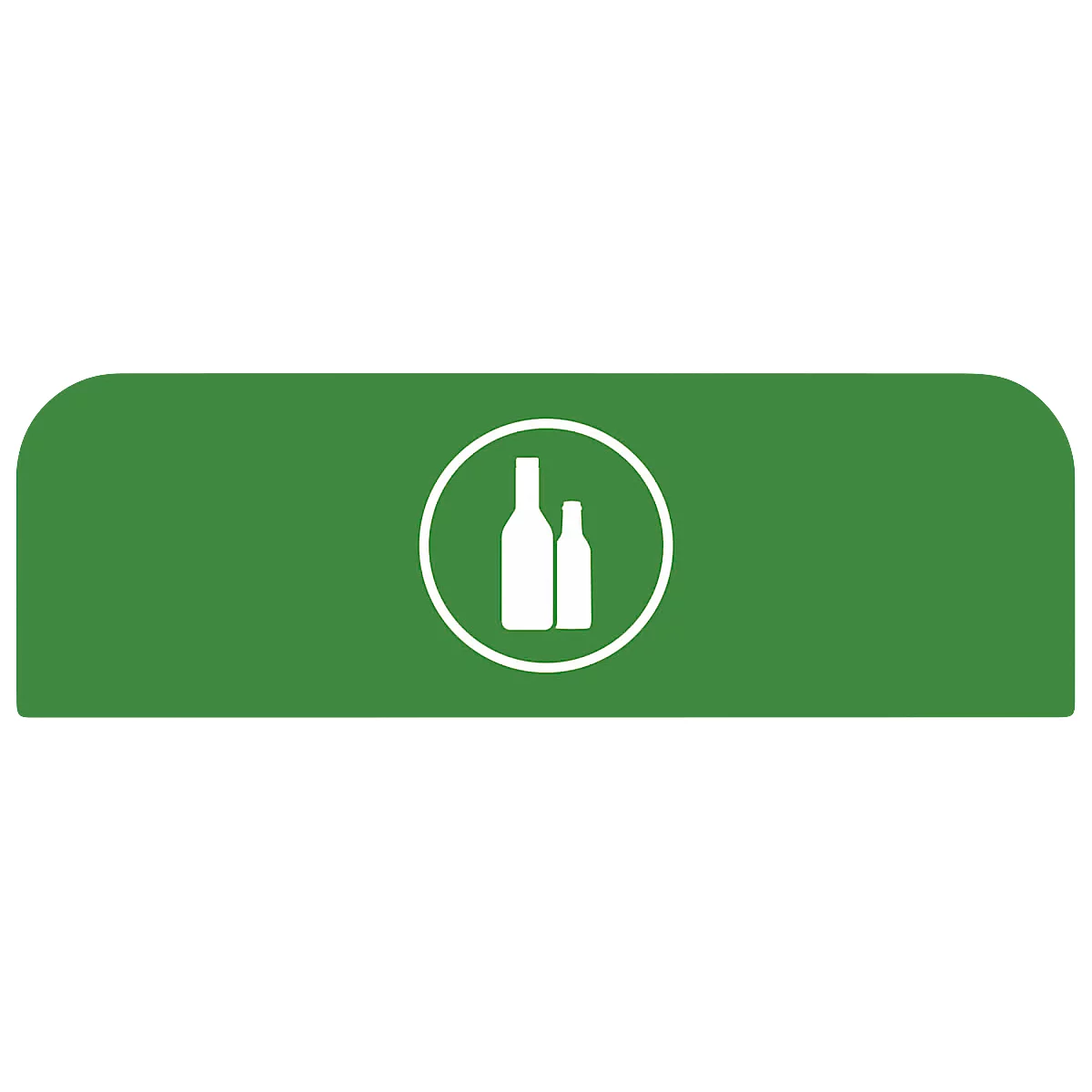Symbole de bouteilles de vin dans un cercle blanc sur fond vert. Coins arrondis.