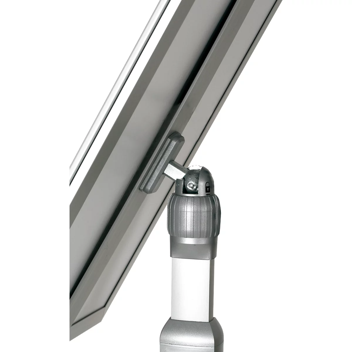 Panneau d'information Update Display, DIN A4, réglable en hauteur, inclinable, cadre pliable 25 mm, aluminium, argenté