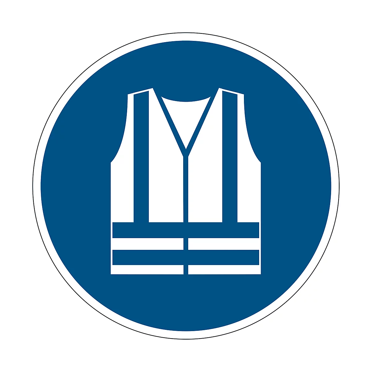 Panneau de signalisation Durable, rond, pour l'intérieur, motif 'Utiliser un gilet de sécurité', EN ISO 7010, autocollant, bleu-blanc, 1 pièce