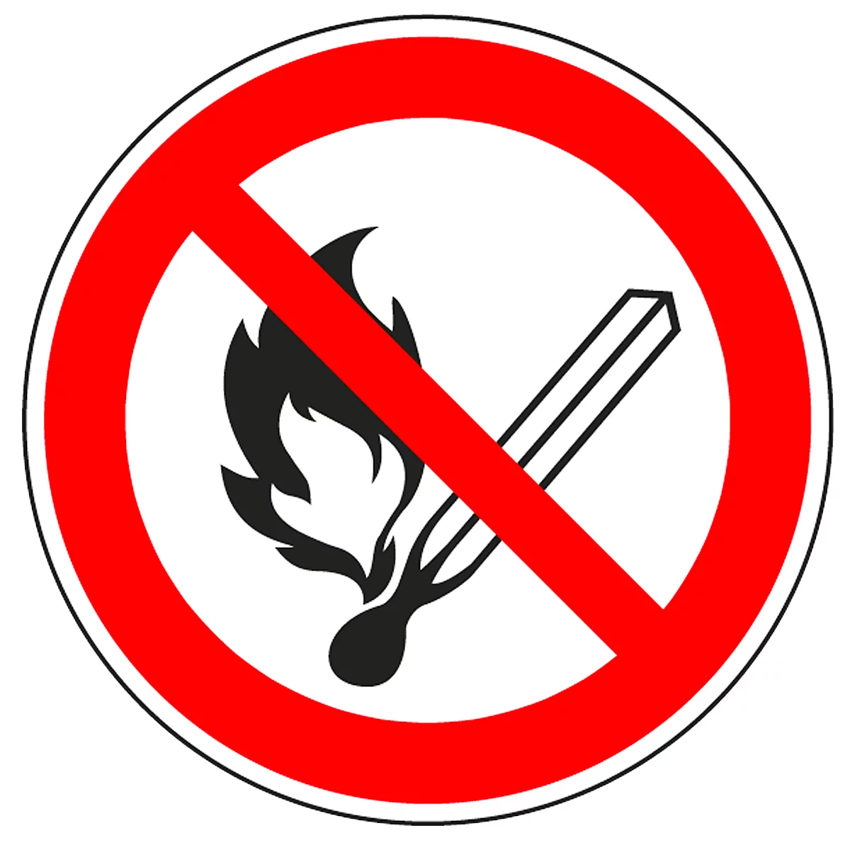 Panneau Flammes nues interdites, Ø 200 mm, 5 pièces
