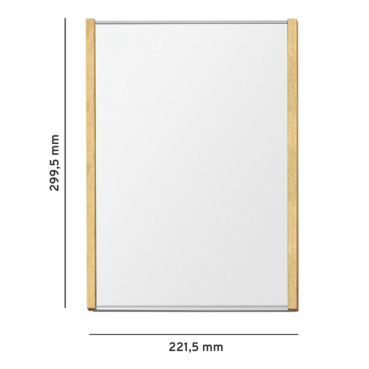 Miroir rectangulaire avec cadre en bois. Dimensions : 299,5 mm x 221,5 mm.