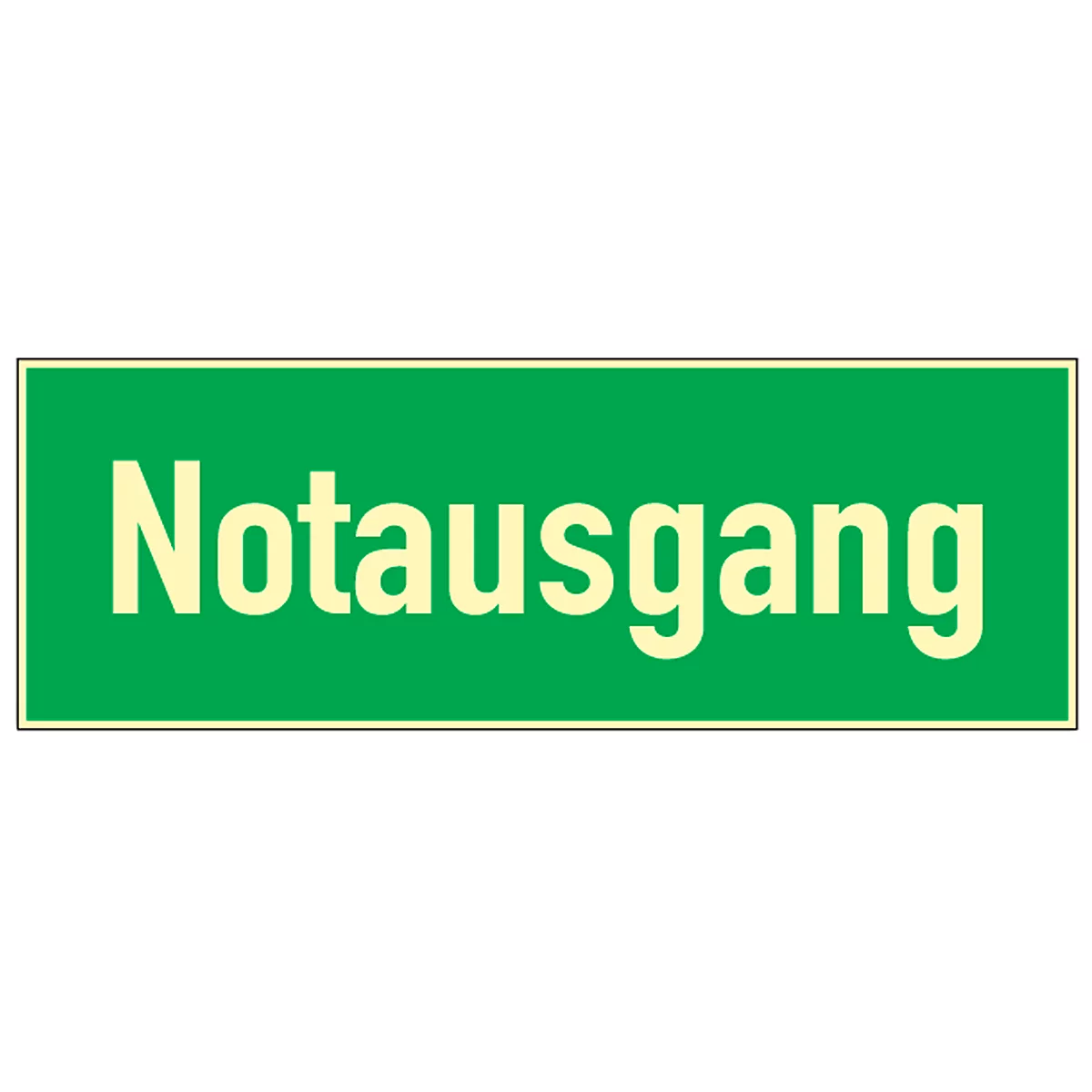 Panneau « Notausgang » (« Sortie de secours »), plastique, phosphorescent (PHL)