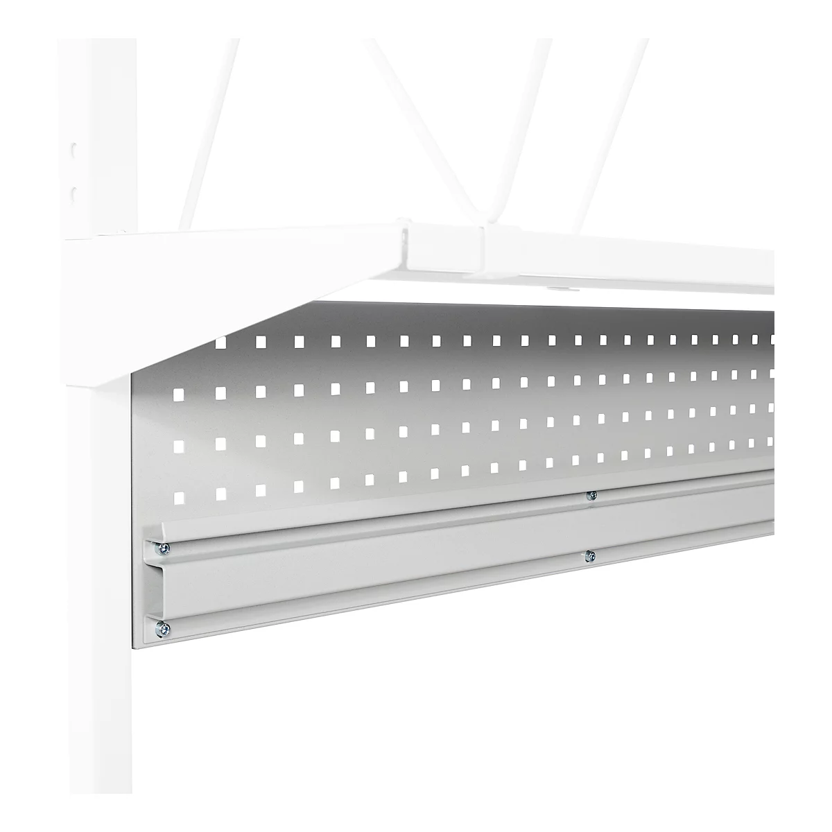 Panneau perforé série TPB, en acier, avec support pour boîtes, pour tables d'emballage de la série TPB, largeur de table 1500 mm