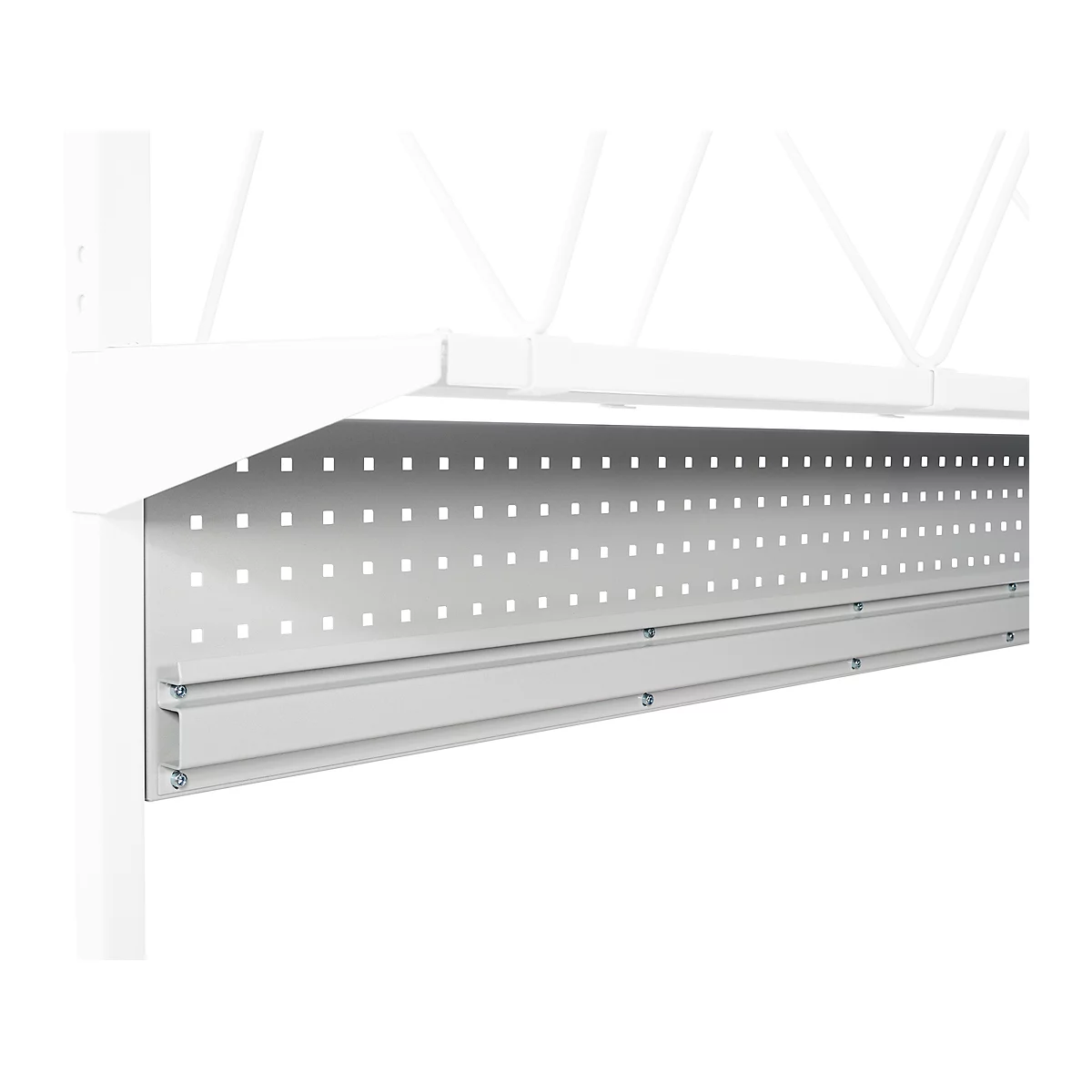 Panneau perforé série TPB, en acier, avec support pour boîtes, pour tables d'emballage de la série TPB, largeur de table 1500 mm