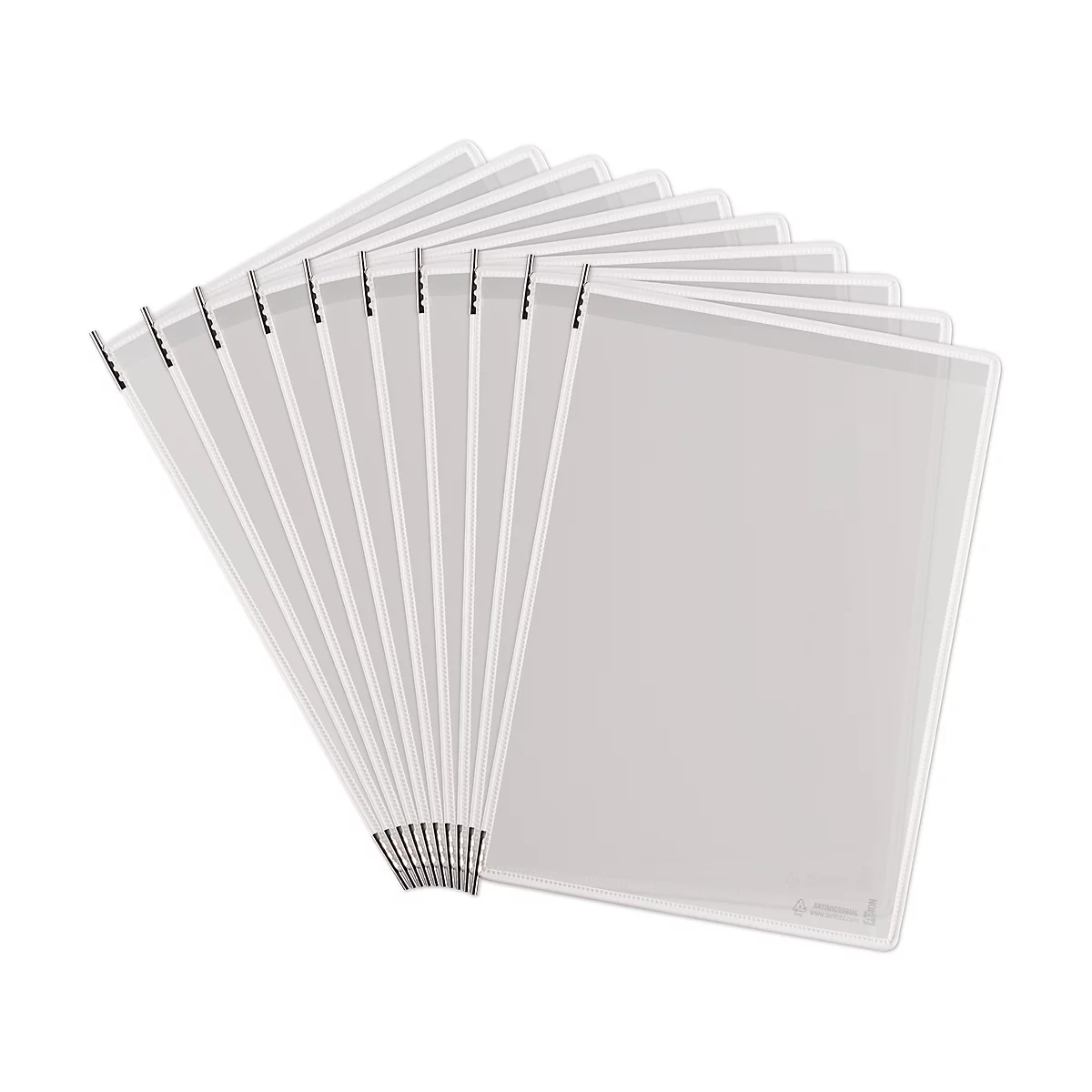 Panneaux d'affichage antibactériens Tarifold, pour système de panneaux d'affichage Sterifold, format portrait A4, à dessus ouvert, PVC, blanc, 10 pcs.