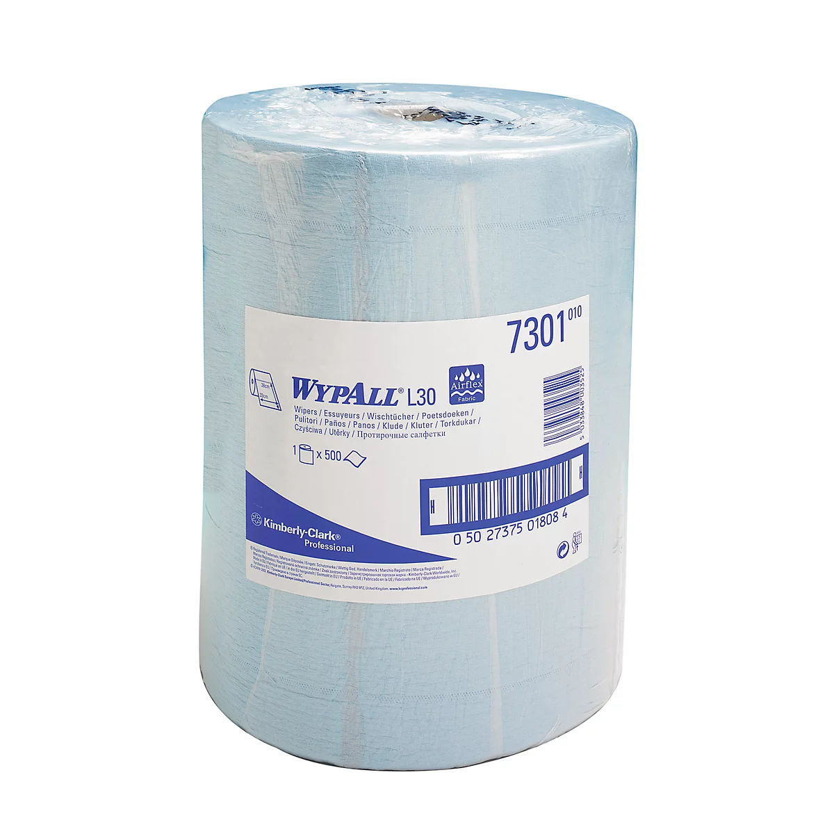 Paño WYPALL* L-20 EXTRA + rollo grande, 500 piezas, azul, 1 rollo