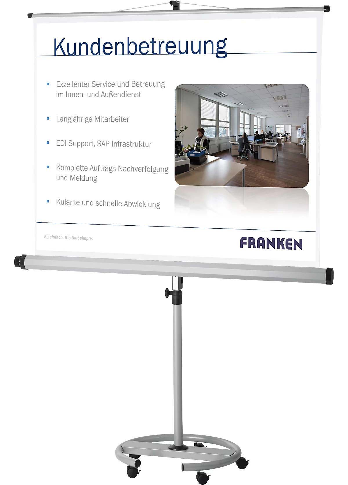 Pantalla con soporte móvil Franken Pro, 2000 x 2000 mm