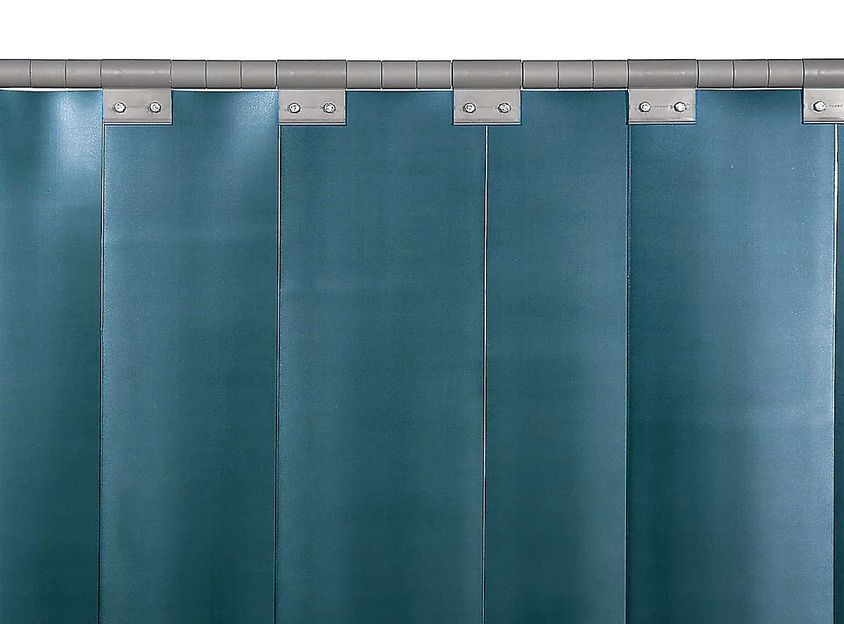 Pantalla protectora para soldadura portátil, de 1 pieza, lamas de 2 mm de grosor, EN ISO 25980, An 2100 x Al 1920 mm, azul/verde oscuro