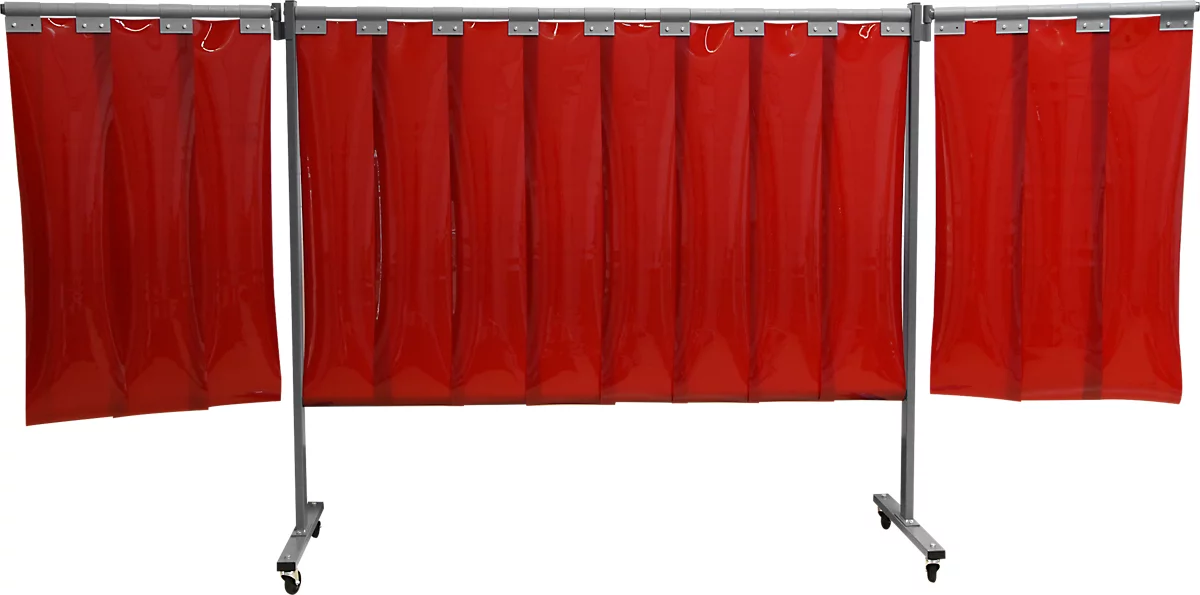 Pantalla protectora para soldadura portátil, de 3 piezas, lamas de 2 mm de grosor, EN ISO 25980, An 3800 x Al 1920 mm, azul/rojo