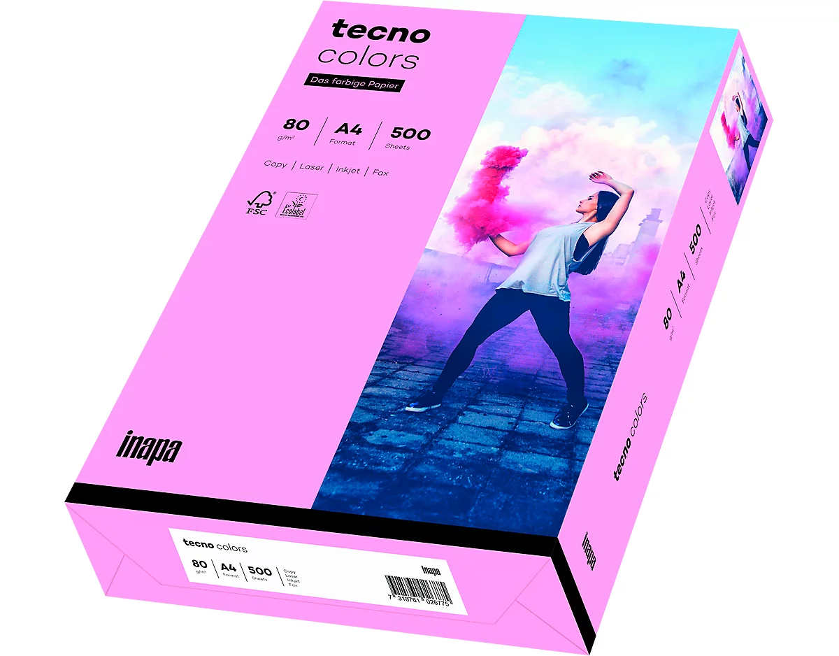 Papel de copia de color tecno colores, DIN A4, 80 g/m², rosa, 1 paquete = 500 hojas