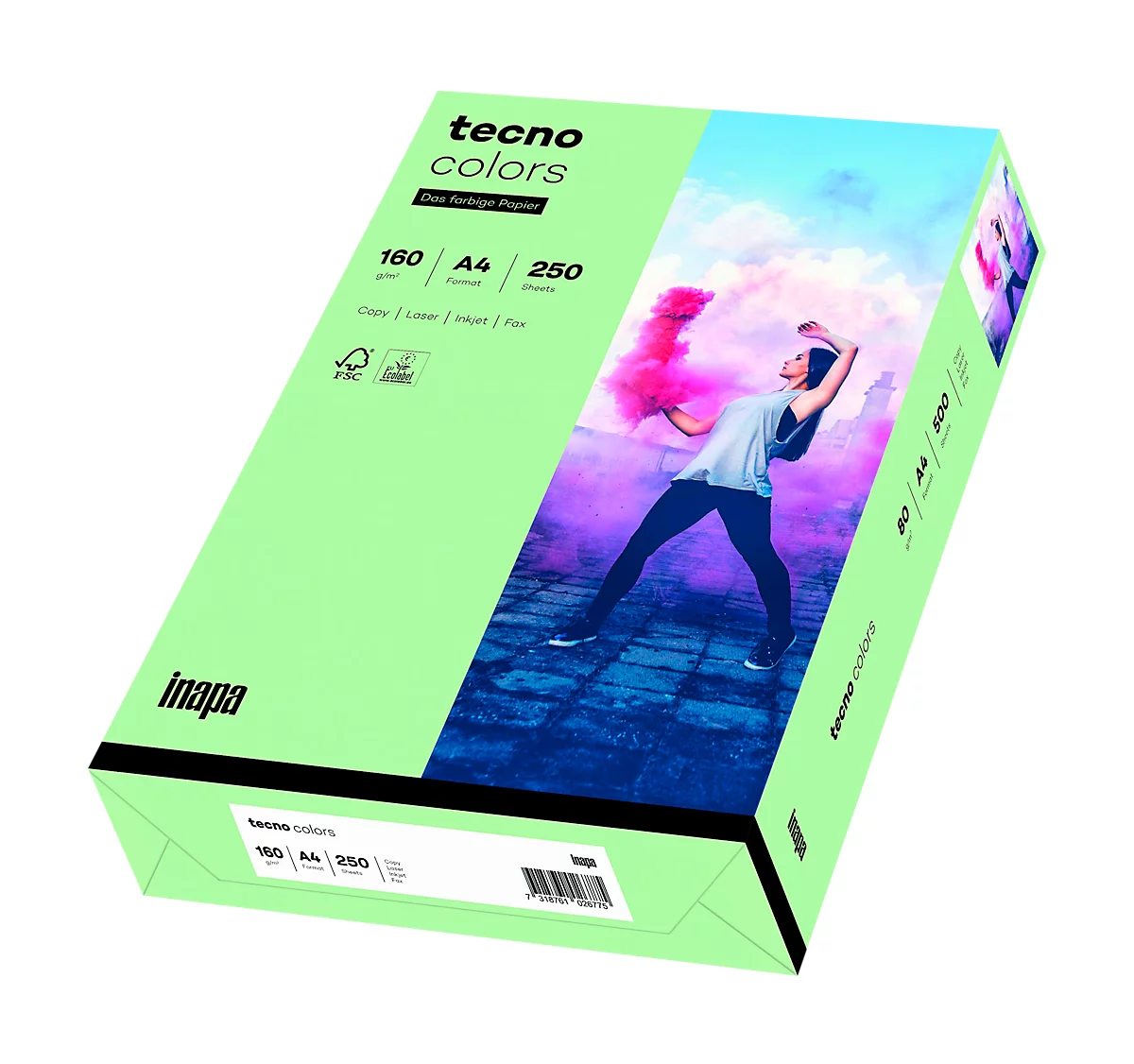 Papel de copia de color tecno colors, DIN A4, 160 g/m², verde medio, 1 paquete = 250 hojas