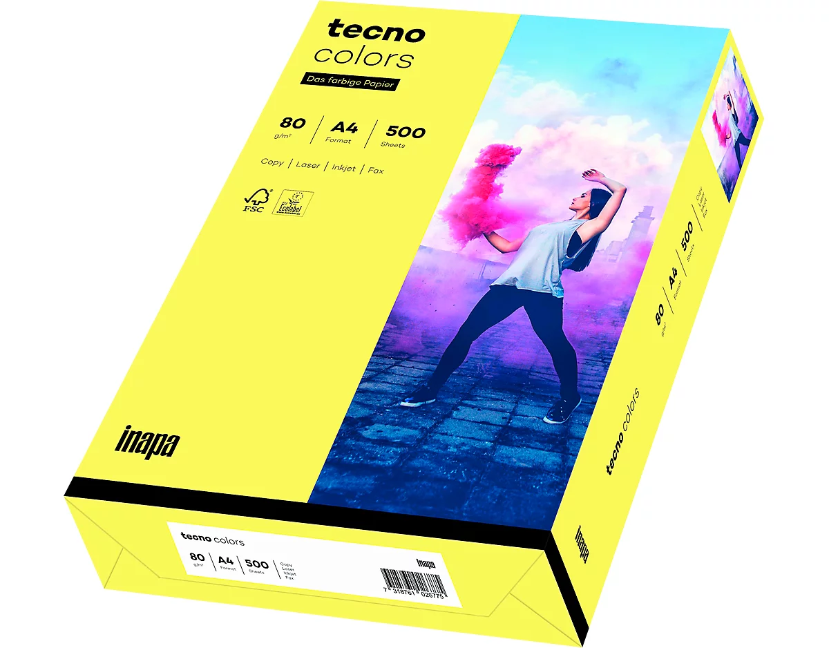Papel de copia de color tecno colors, DIN A4, 80 g/m², amarillo medio, 1 paquete = 500 hojas