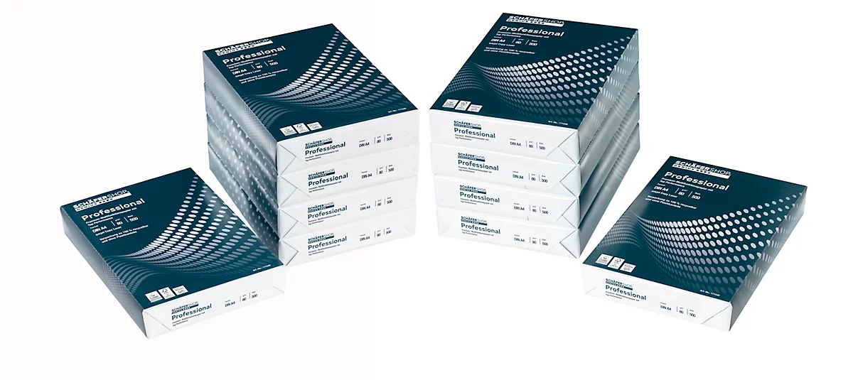 Papel de copia Schäfer Shop Genius Professional, papel premium A4, 80 g/m², extra blanco 2 cajas con 5 x 500 hojas cada una