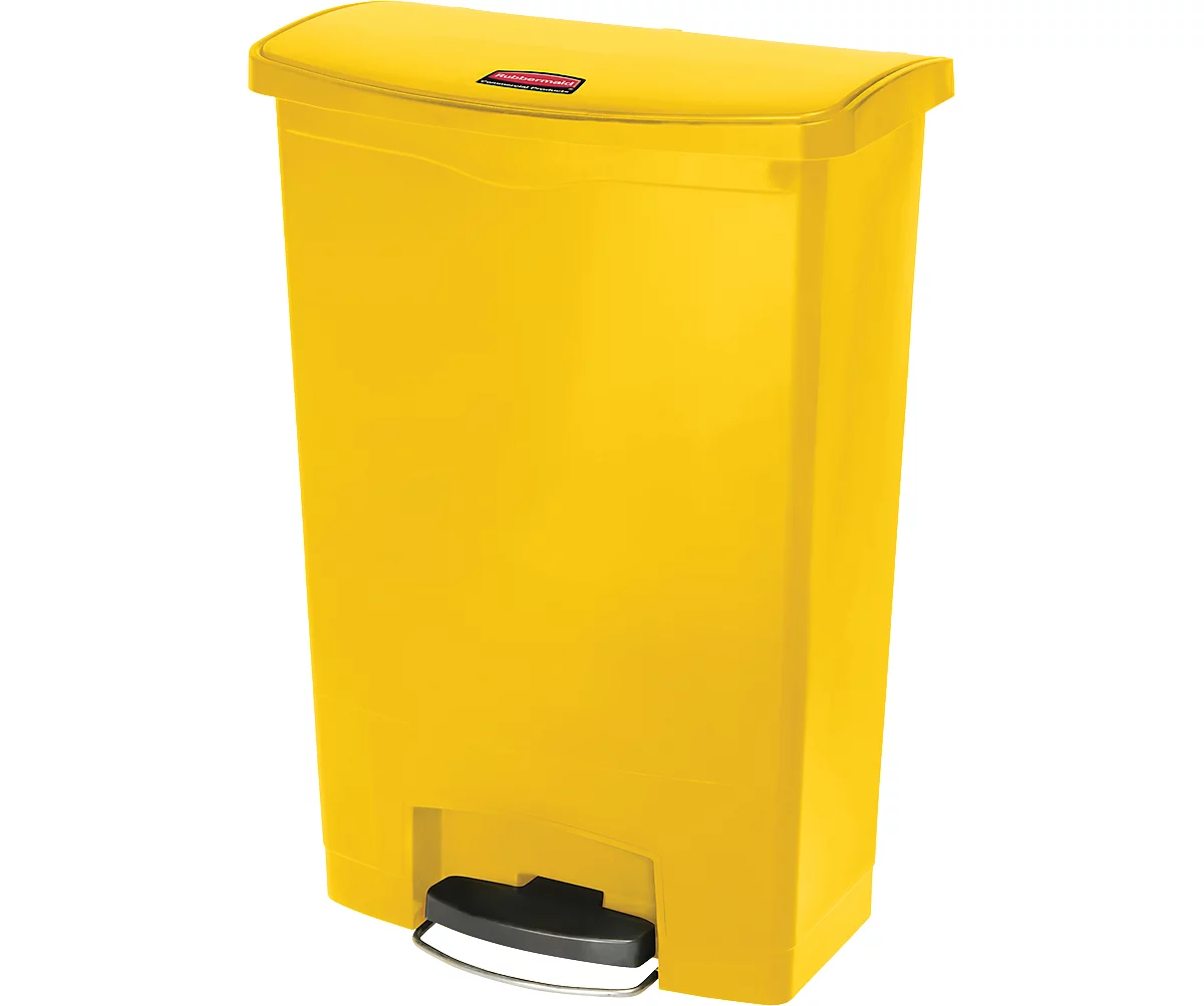 Papelera de pedal Slim Jim®, plástico, capacidad 90 litros, con ruedas, amarilla