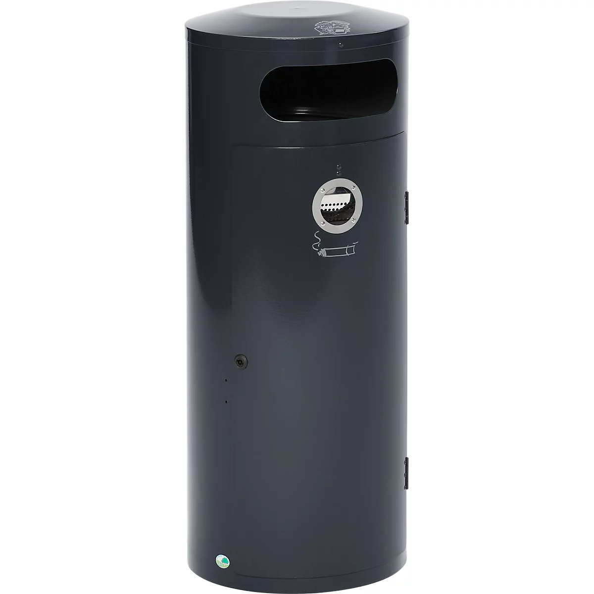 Papelera VAR KS 70, redonda, 70 l de capacidad, con cenicero interior, con cerradura, autoextinguible, con cubo interior, chapa de acero, antracita