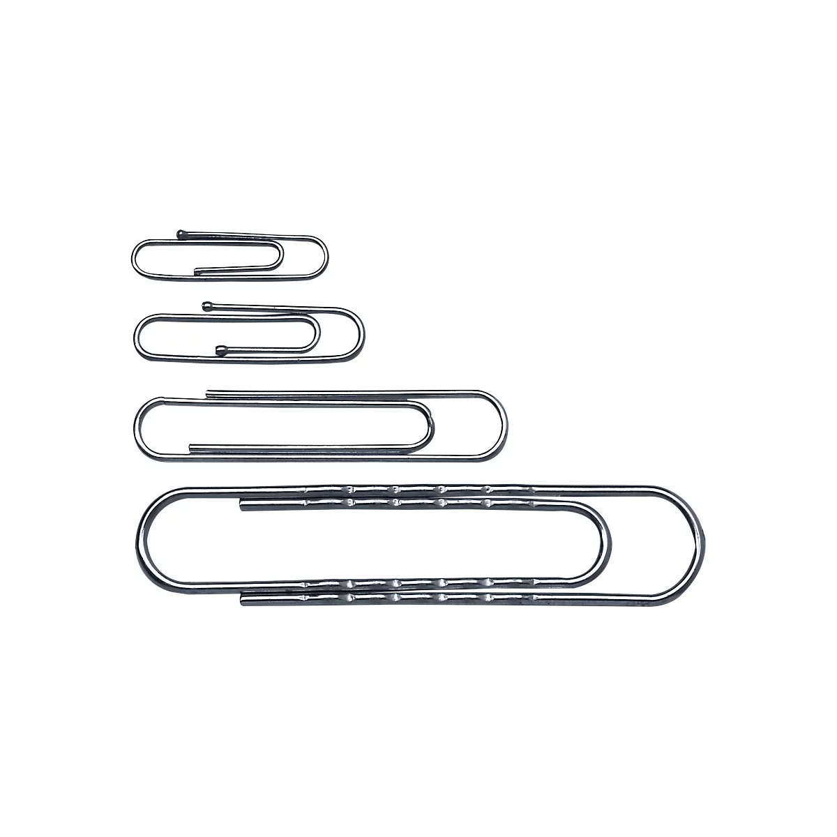 Paperclips, gegolfd, gegalvaniseerd, div. uitvoeringen, 100 stuks