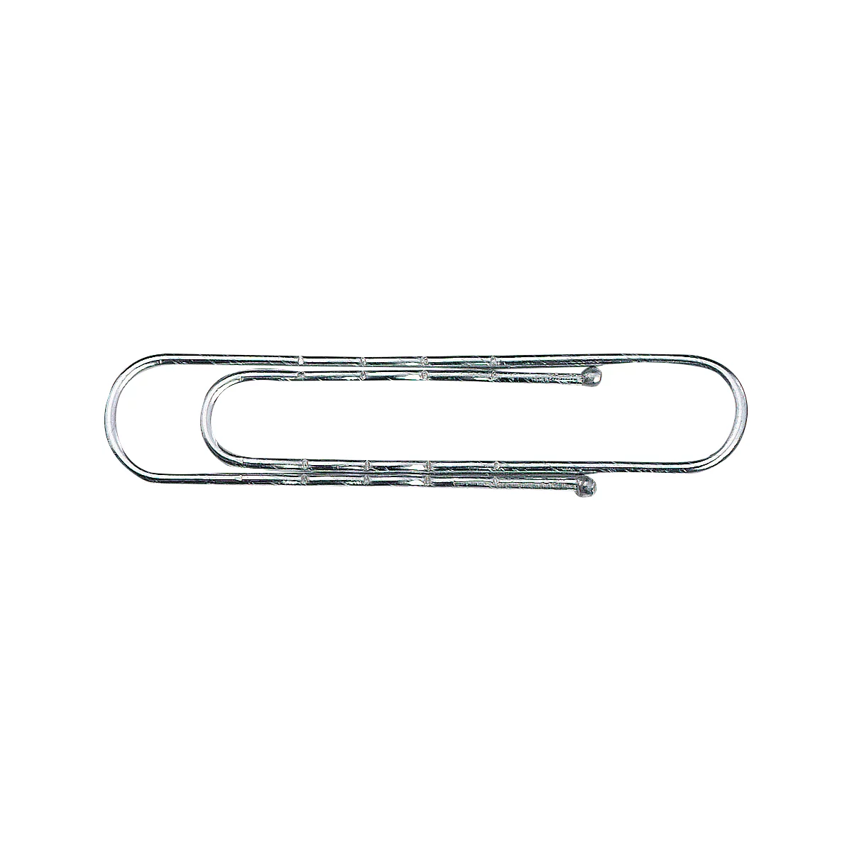 Paperclips, gegolfd, gegalvaniseerd, met bolvormig uiteinde, 100 stuks, lengte 77 mm
