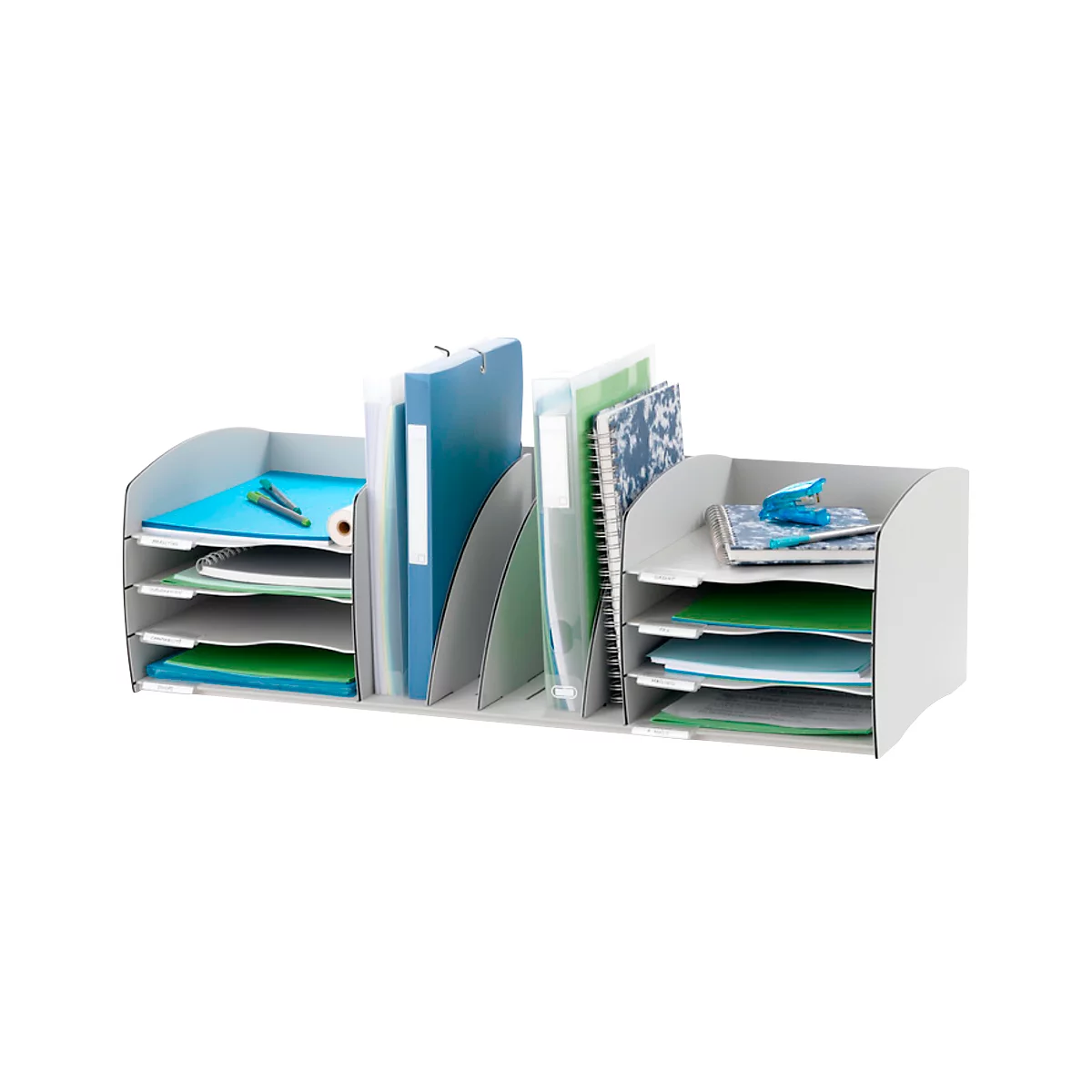 Paperflow desk organizer, 8 vakken, Verstelbare scheidingswanden, grijs