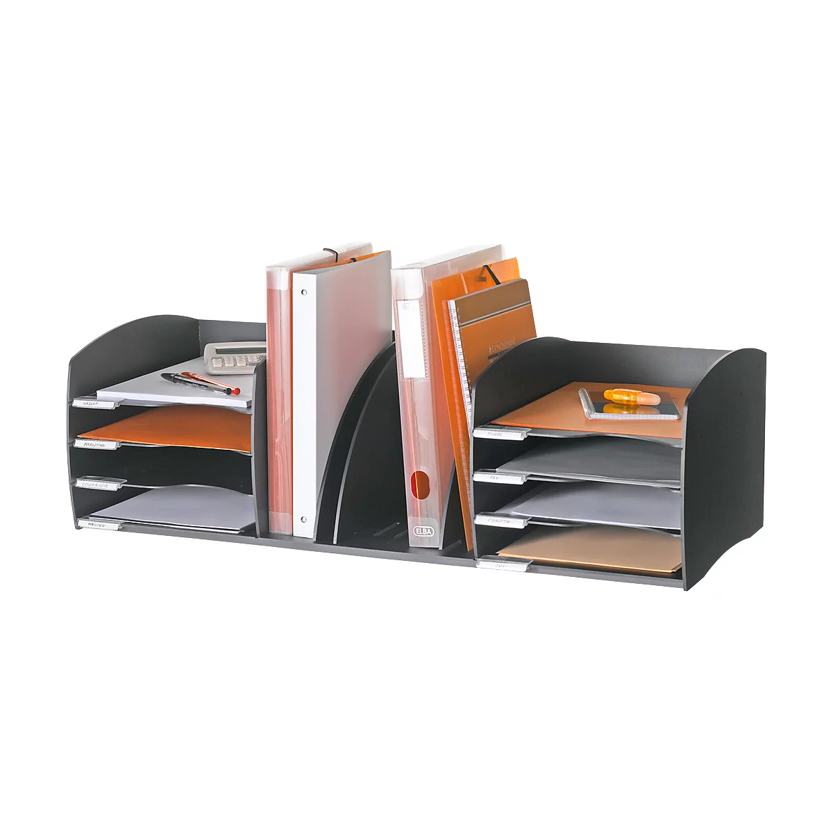 Paperflow desk organizer, 8 vakken, Verstelbare scheidingswanden, zwart