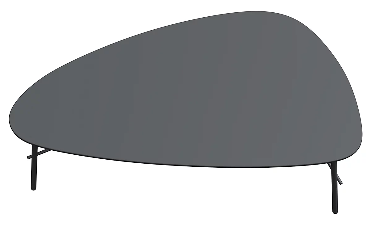 Paperflow Mesa auxiliar, forma trapezoidal, MDF chapado, marco de acero, ancho 930 x fondo 500 x alto 400 mm, negro/negro