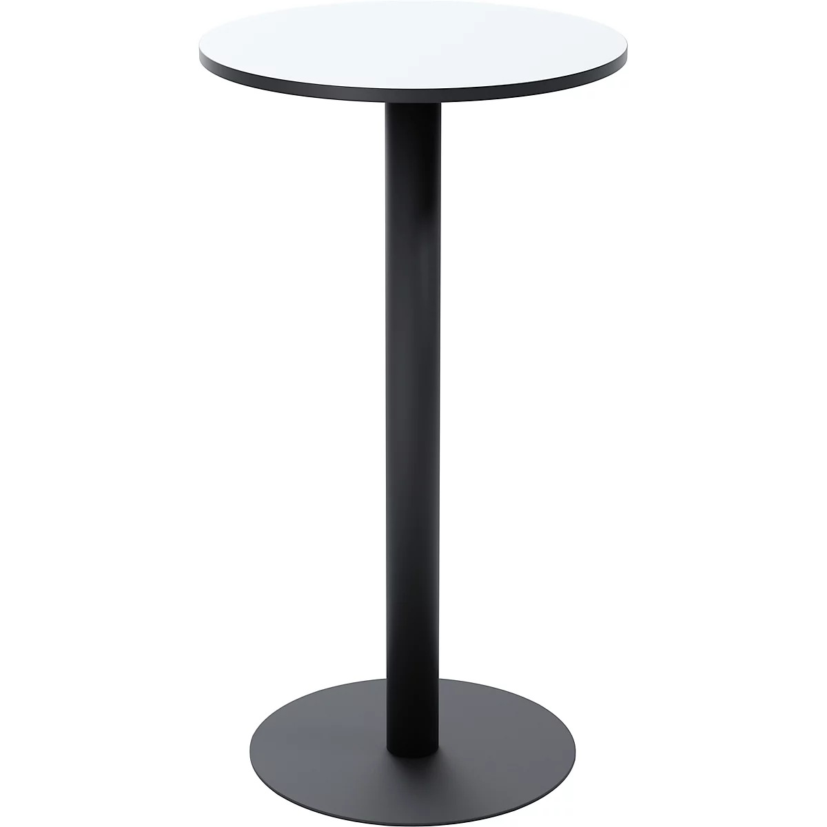 Paperflow Mezzo hoge tafel, MDF blad met melamineharscoating, stalen frame, rond Ø 600 x H 1100 mm, wit/matzwart