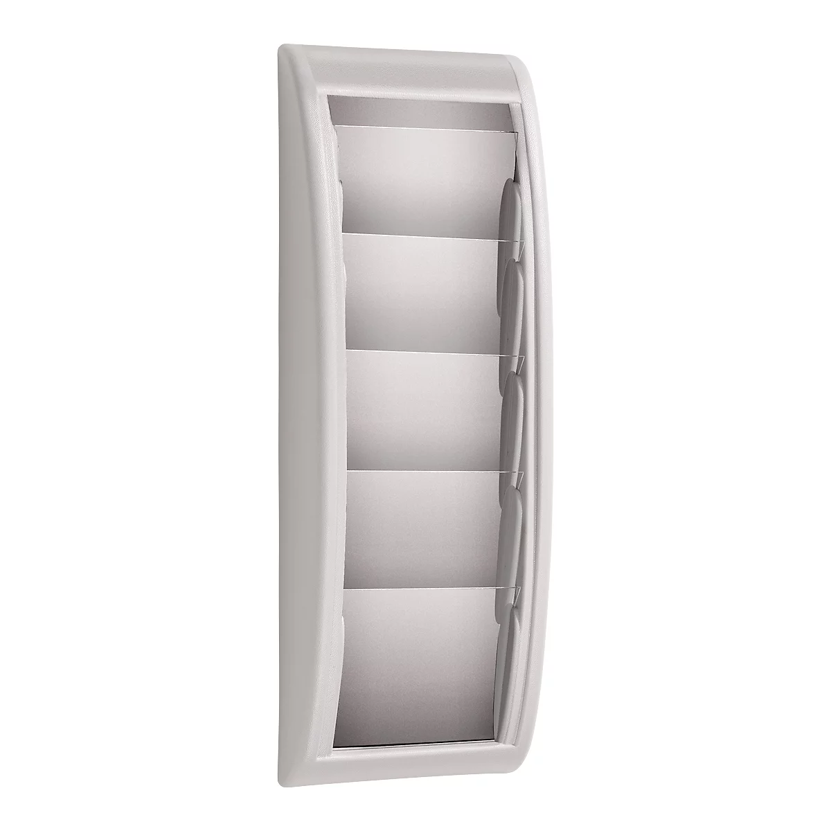 White wall shelf with five compartments. The rounded edges give it a modern look.