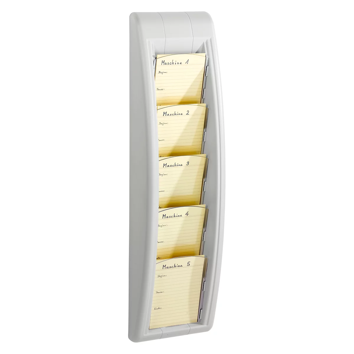 Paperflow Quickfit portafolletos de pared, 5 compartimentos en formato DIN 1/3 A4, An 168 x Pr 95 x Al 650 mm, poliestireno, gris