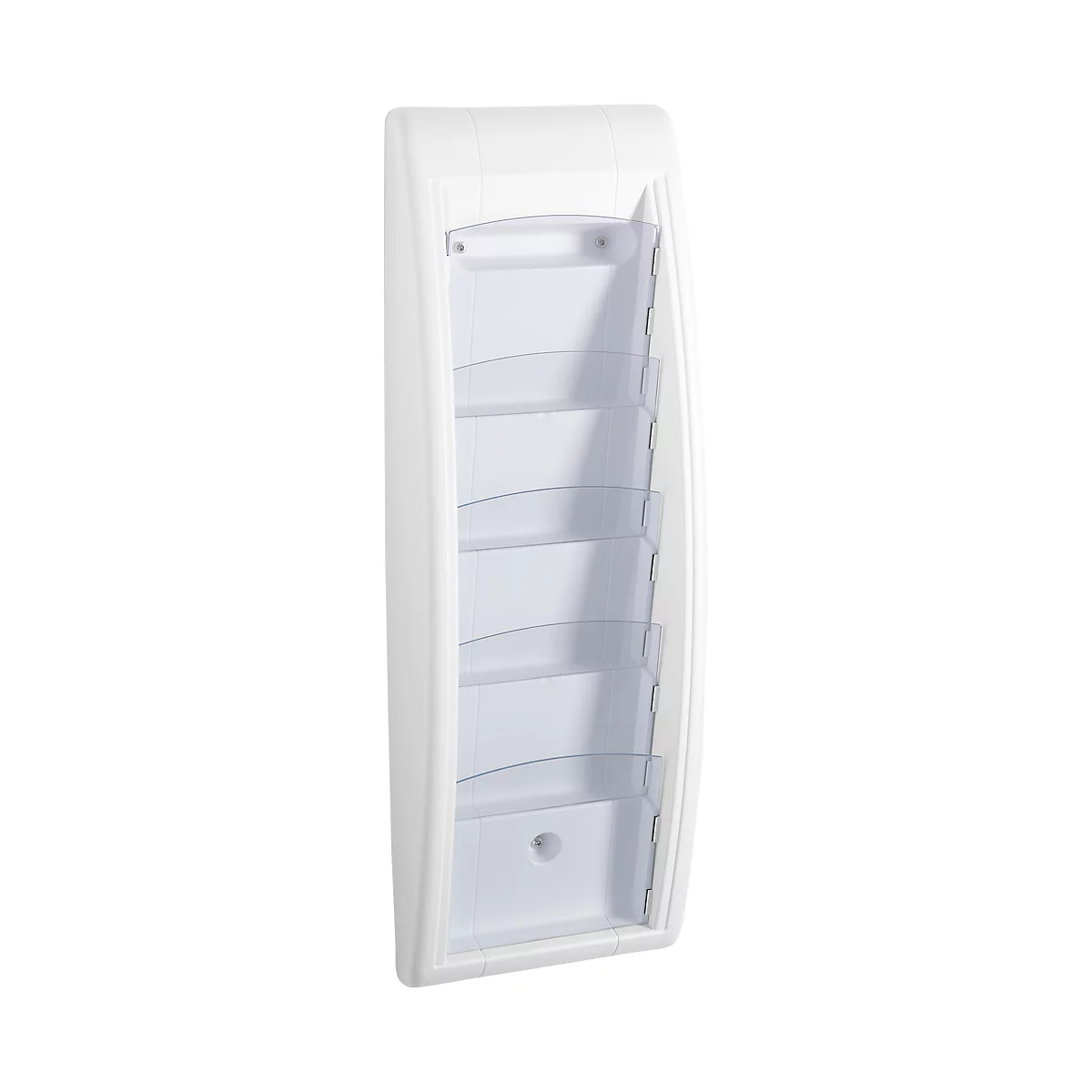 Paperflow Quickfit portafolletos de pared, 5 compartimentos en formato DIN A5, An 228 x P 95 x Al 650 mm, poliestireno, blanco