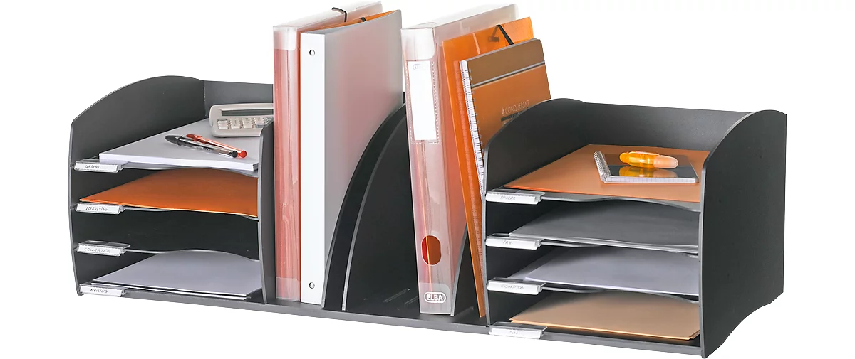 Paperflow Schreibtisch-Organizer, 8 Fächer, Trennelemente verstellbar, schwarz
