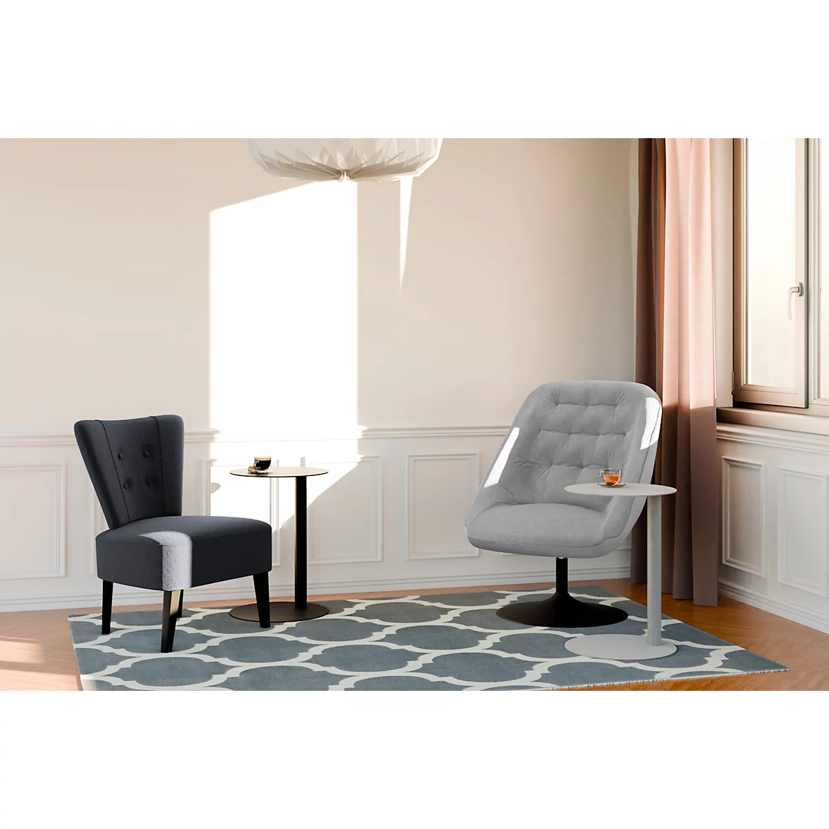 Paperflow SCOOP draaistoel, polyurethaanschuim, tot 120 kg, staal &amp; polyester, zwart &amp; grijs