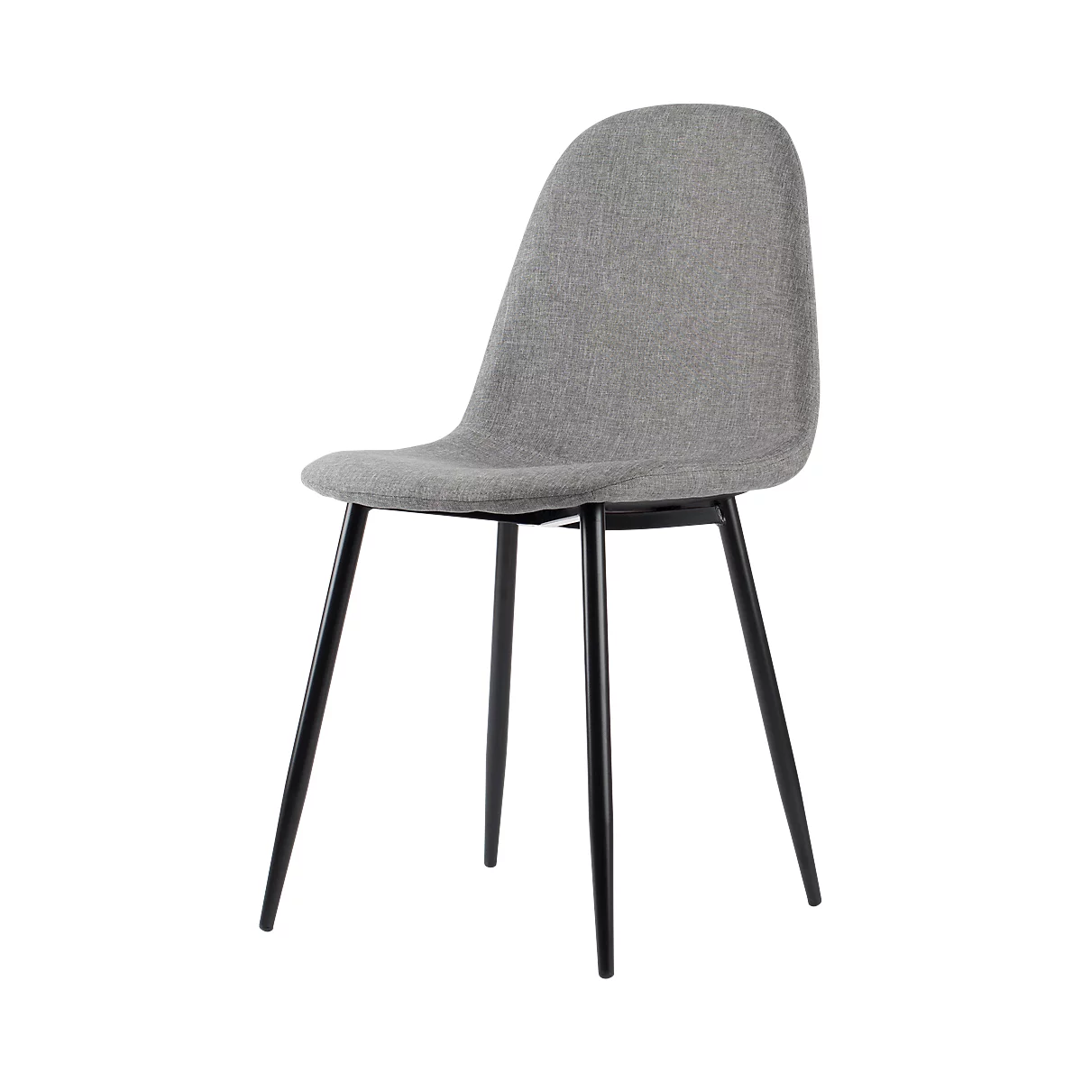 Paperflow shell stoel, gestoffeerd, 100% polyester, stalen frame, zithoogte 480 mm, set van 2, zwart/grijs