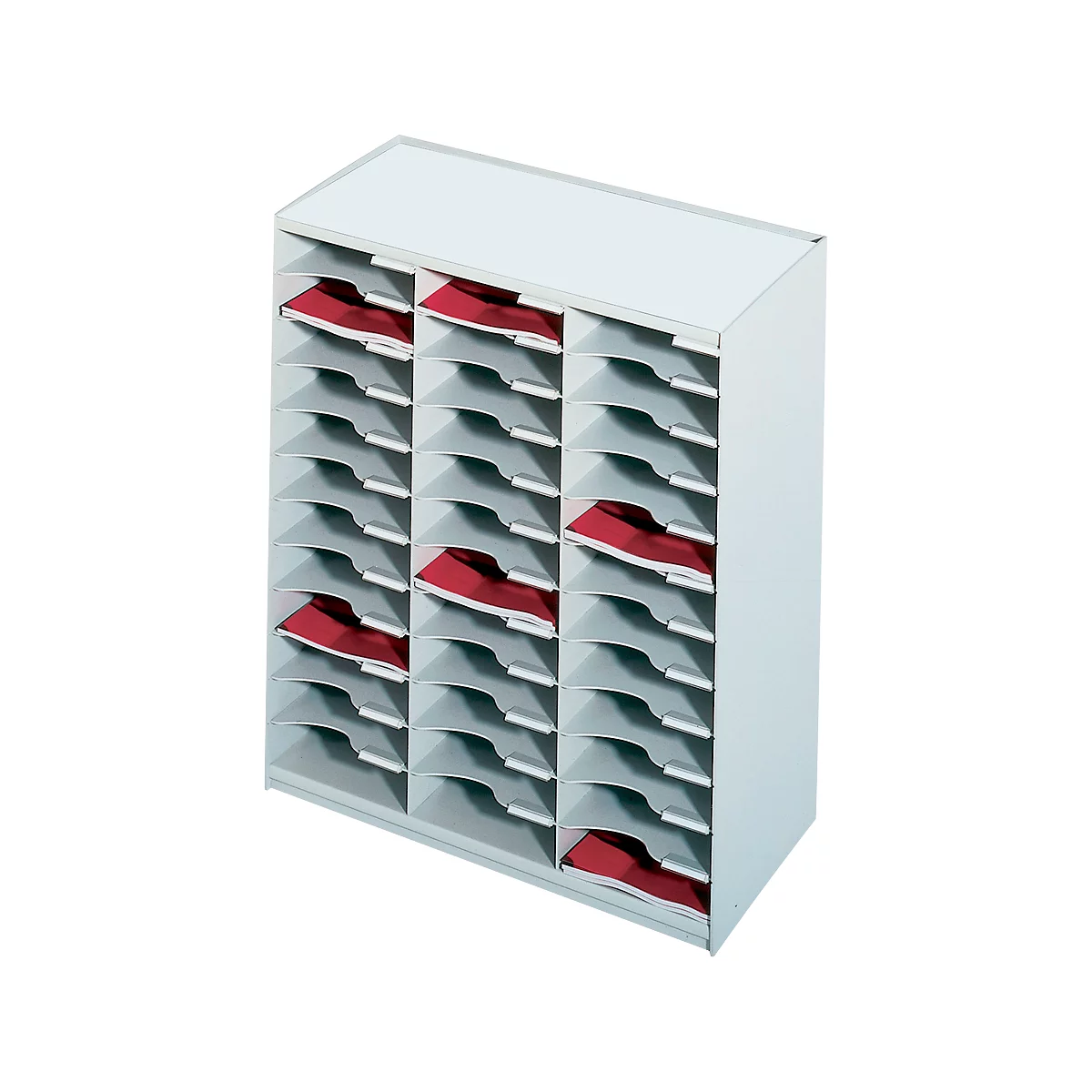 PAPERFLOW sorteerstation, A4, polystyreen, 36 vakken, B 674 x D 304 x H 791 mm, lichtgrijs