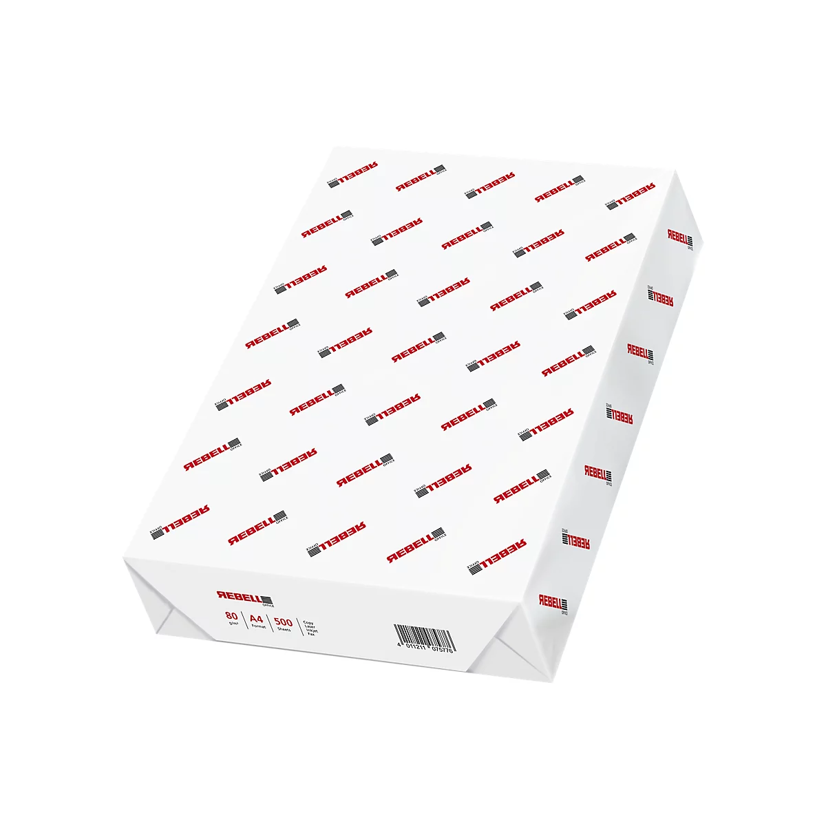 Un paquet de papier recouvert d'un motif de logos rouges et noirs répétés.