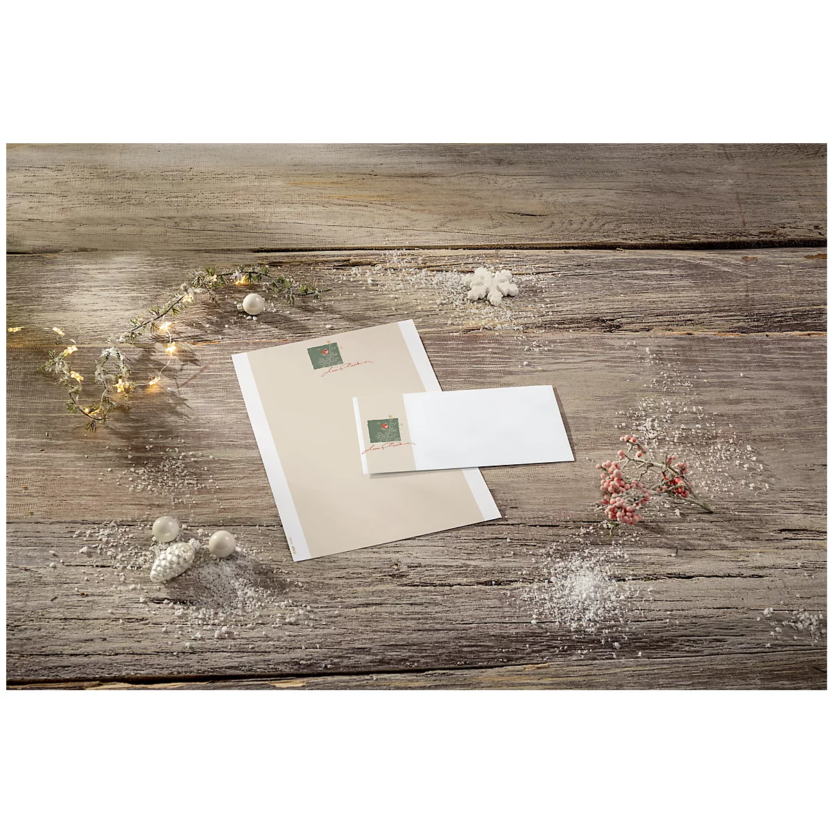 Papier à motif Sigel 'Christmas with Apples', DIN A4, 90 g/m2, 100 feuilles, papier fin blanc