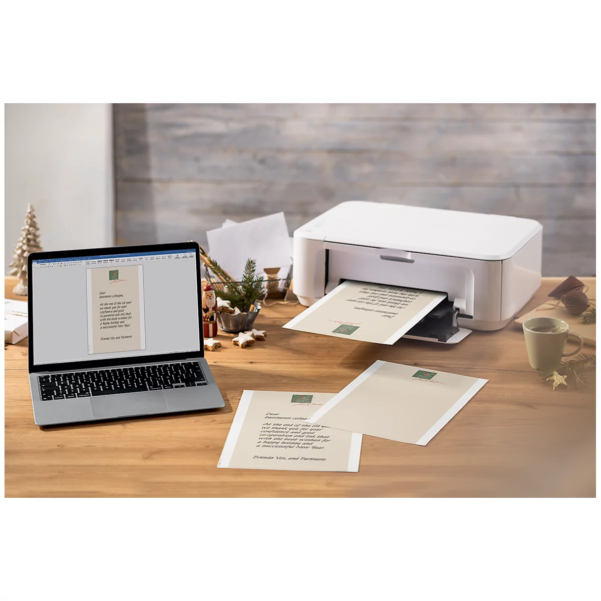 Papier à motif Sigel 'Christmas with Apples', DIN A4, 90 g/m2, 100 feuilles, papier fin blanc