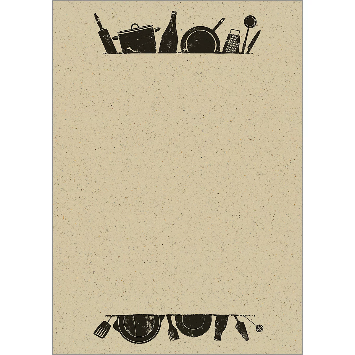 Papier à motif SIGEL 'Kitchen utensils', DIN A4, 100 g/m², recto-verso, papier à l'herbe, 100 feuilles