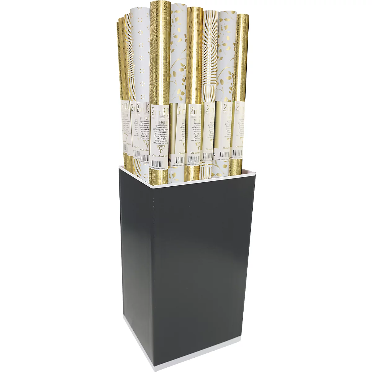 Papier cadeau CLAIREFONTAINE Premium Trésor, 30 rouleaux, 200 × 70 cm, or-blanc, laminé, 80g/m