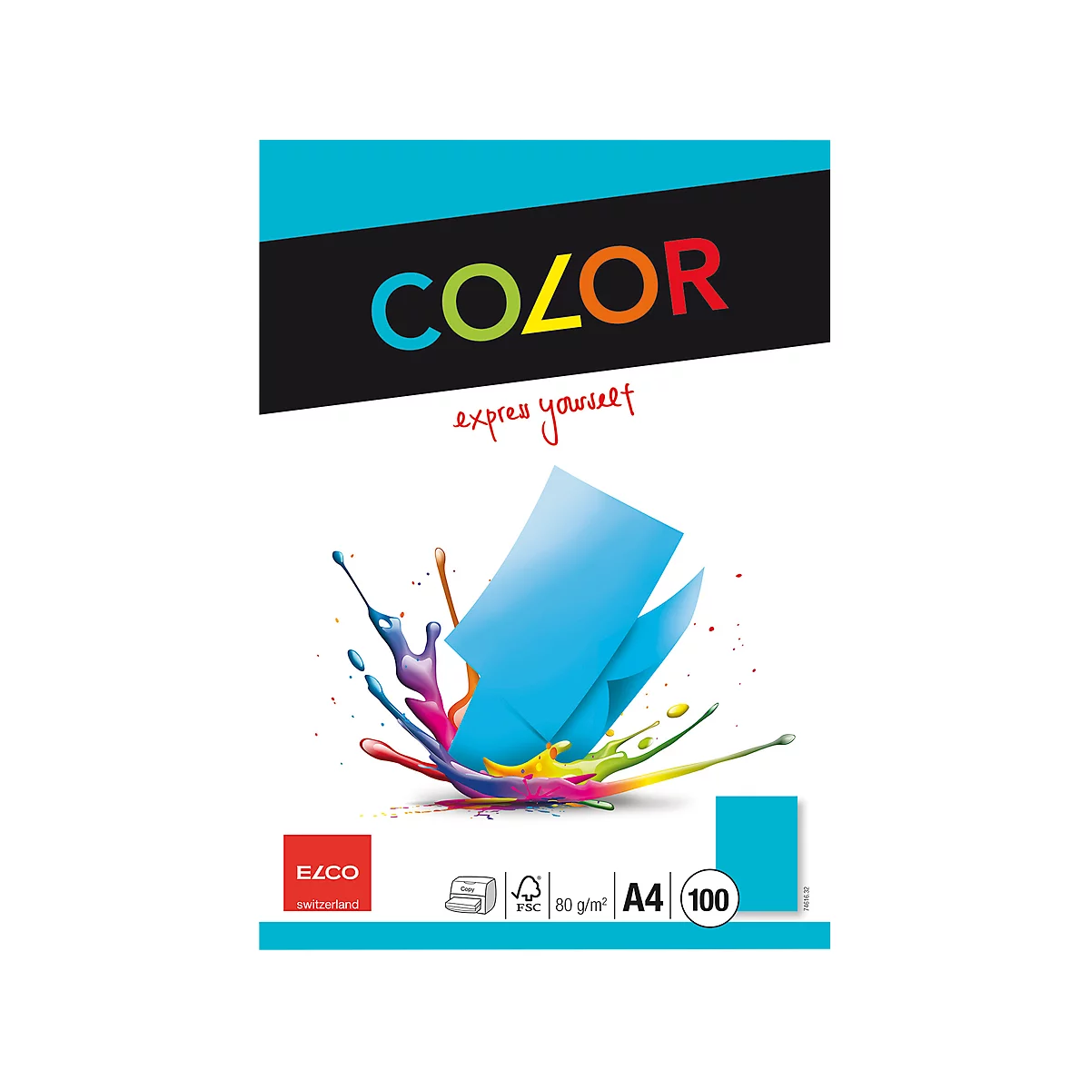Papier coloré pour copieur Elco Color Elco switzerland, format A4, 80 g/m², bleu, 1 bloc = 100 feuilles