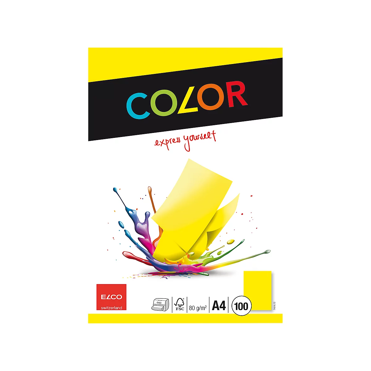 Papier coloré pour copieur Elco Color Elco switzerland, format A4, 80 g/m², jaune, 1 bloc = 100 feuilles