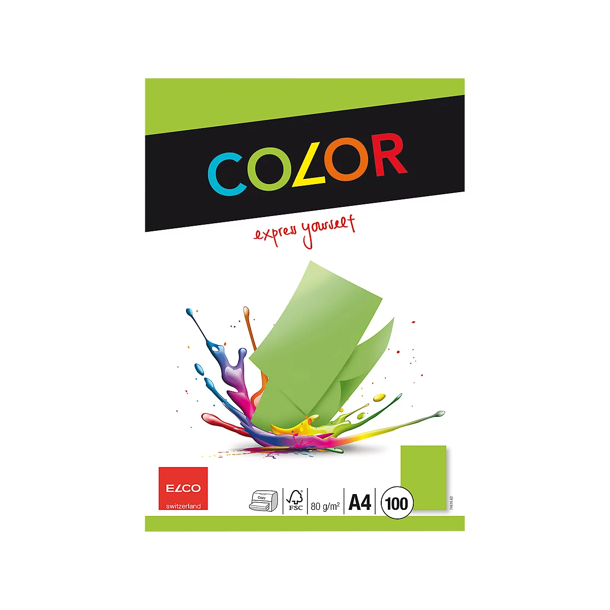 Papier coloré pour copieur Elco Color Elco switzerland, format A4, 80 g/m², vert, 1 bloc = 100 feuilles