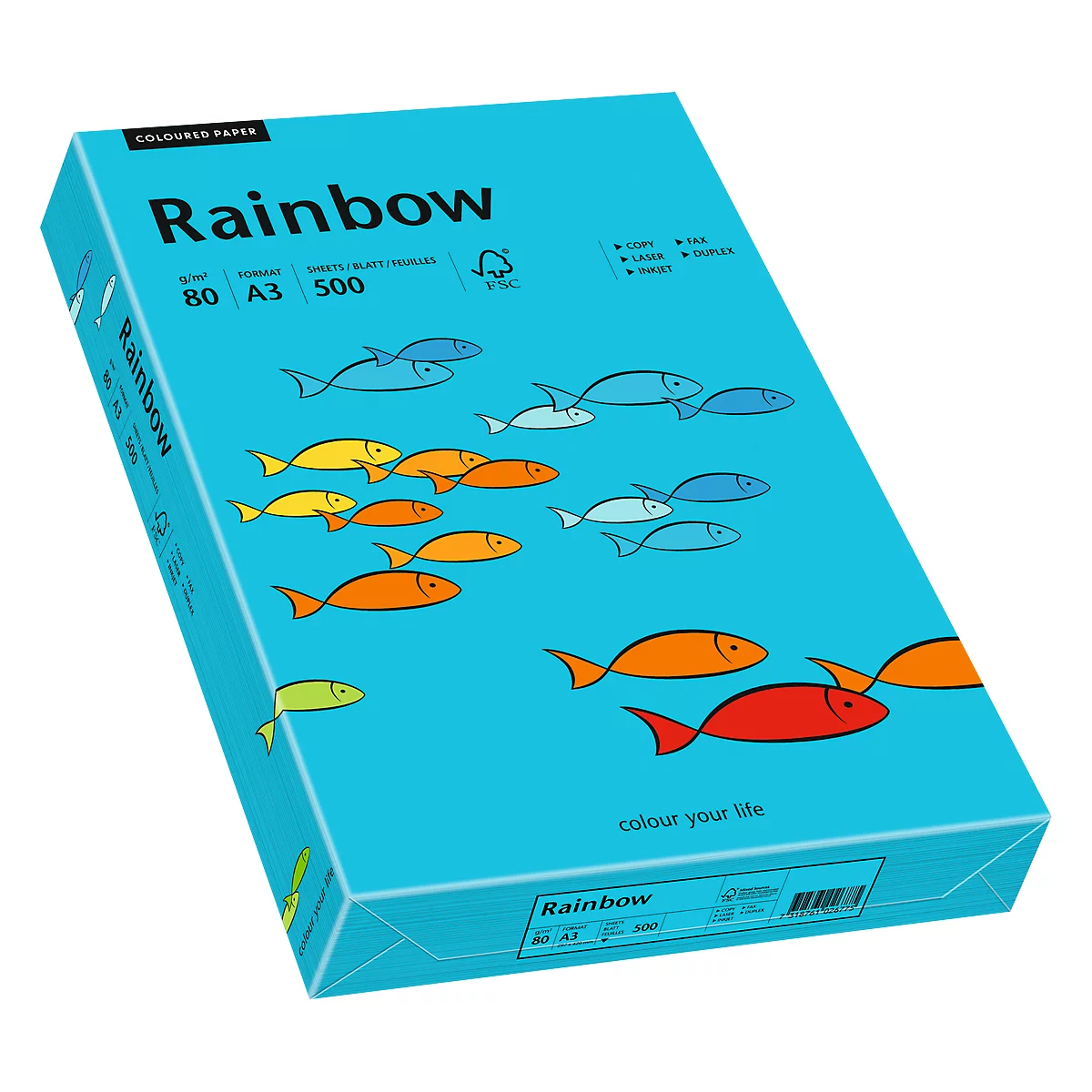 Papier coloré pour copieur Rainbow Mondi, format A3, 80 g/m², bleu, 1 bloc = 500 feuilles