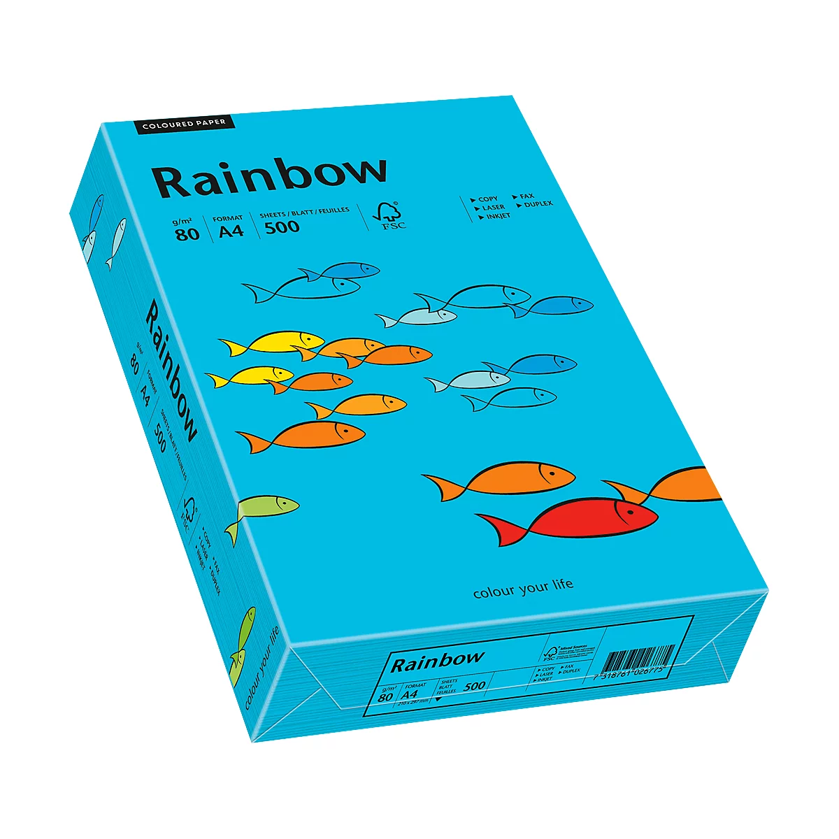 Papier coloré pour copieur Rainbow Mondi, format A4, 80 g/m², bleu, 1 bloc = 500 feuilles