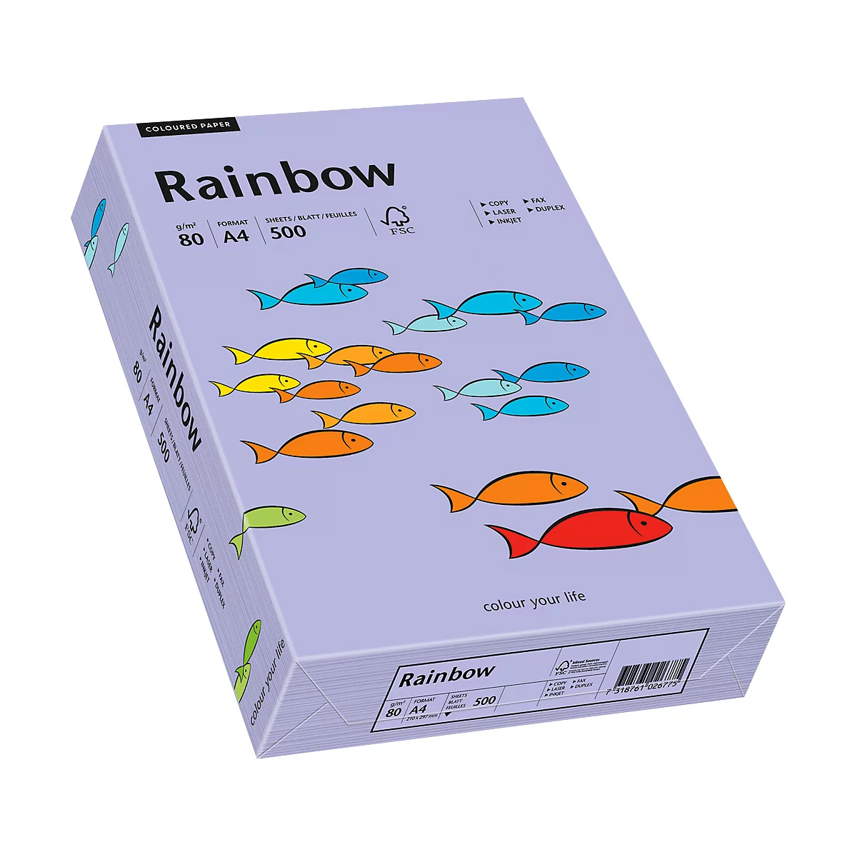 Papier coloré pour copieur Rainbow Mondi, format A4, 80 g/m², violet, 1 bloc = 500 feuilles