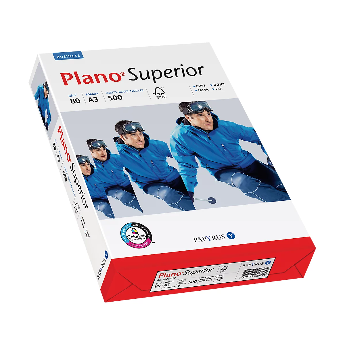 Papier copieur Plano® Superior Papyrus, format A3, 80 g/m², ultra blanc, 1 bloc = 500 feuilles