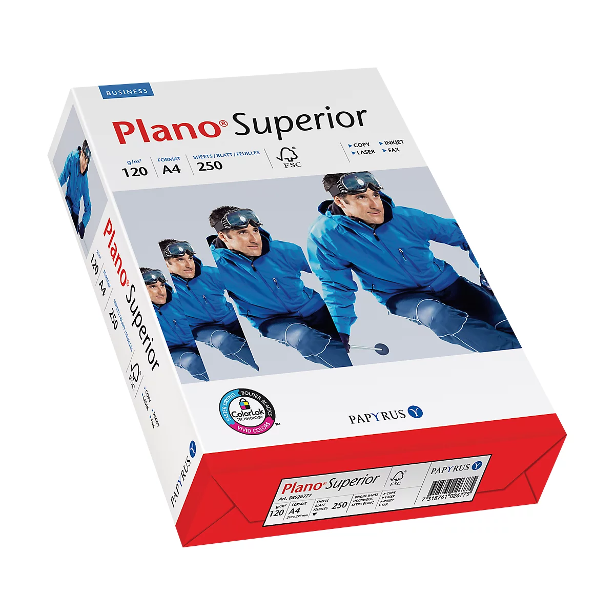 Papier copieur Plano® Superior Papyrus, format A4, 120 g/m², ultra blanc, 1 bloc = 250 feuilles