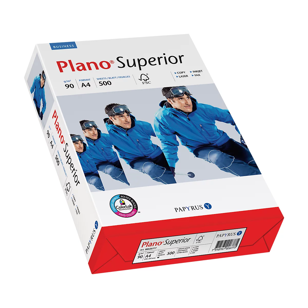 Papier copieur Plano® Superior Papyrus, format A4, 90 g/m², ultra blanc, 1 bloc = 500 feuilles