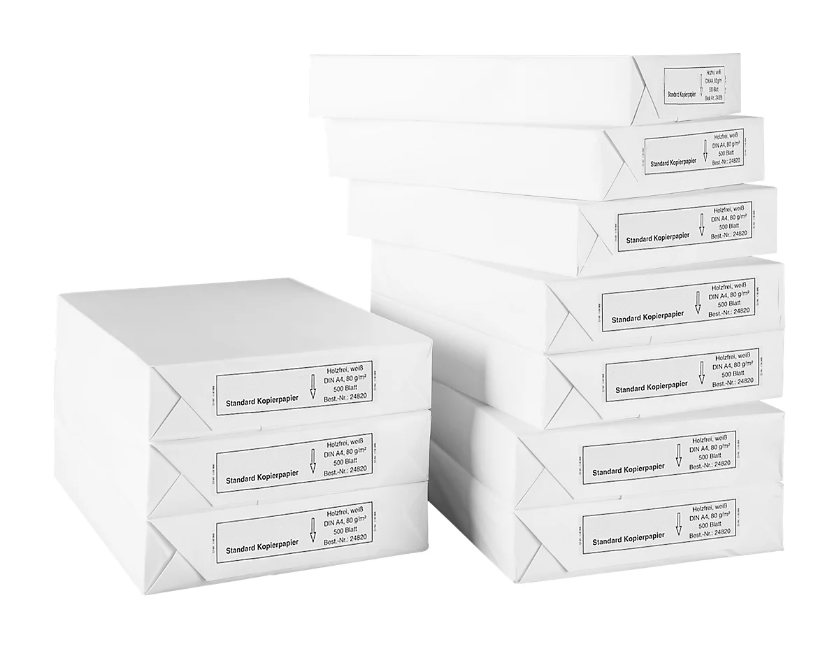 Papier copieur SCHÄFER SHOP Standard, format A4, 80 g/m², blanc, 1 boîte = 10 x 500 feuilles