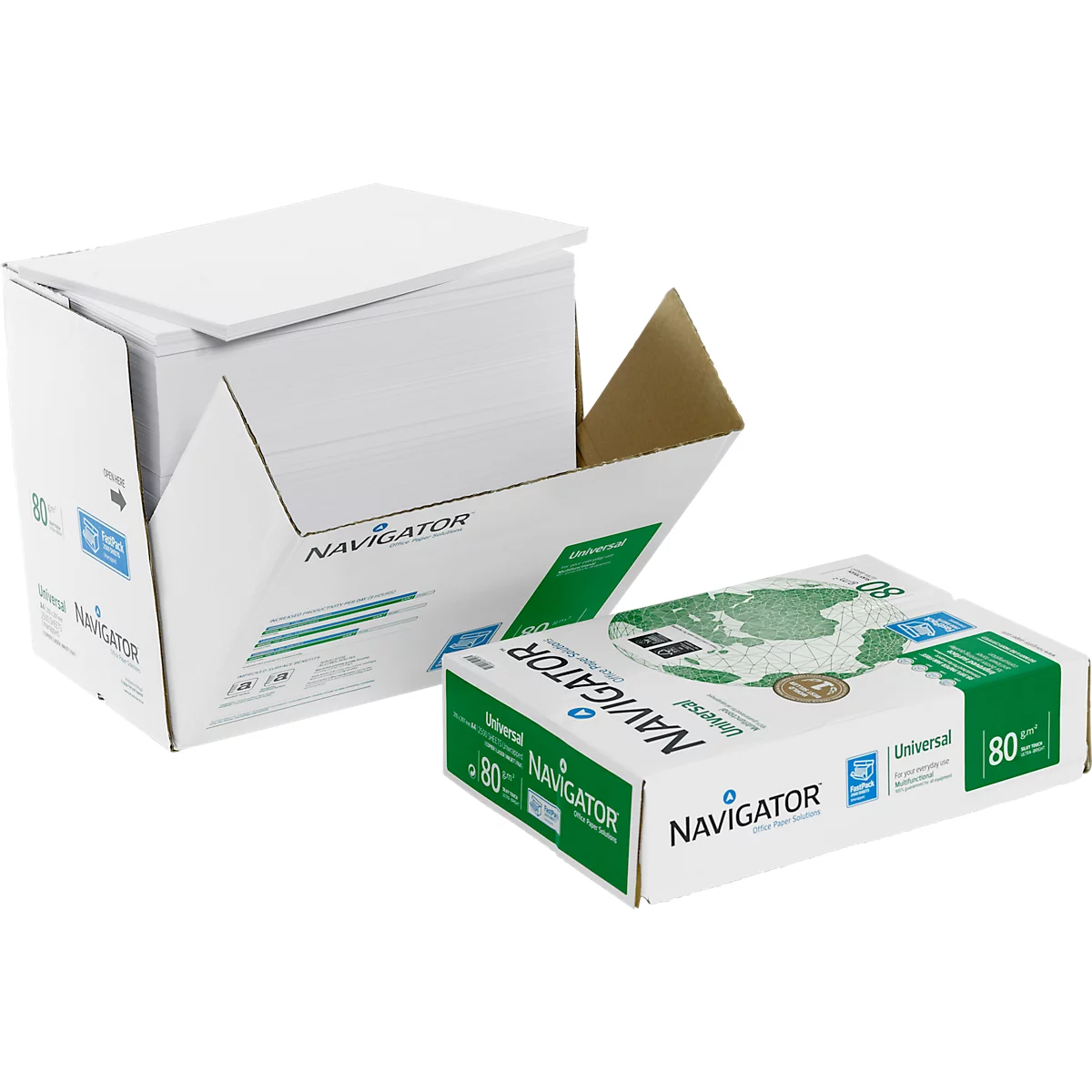 Carton de 2 500 feuilles de papier extra-blanc A4 80g/m² - Navigator