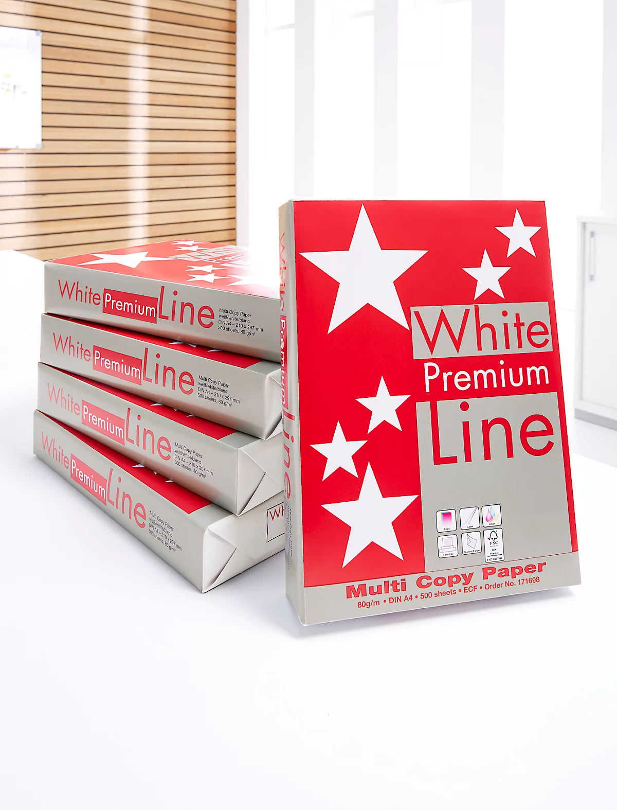 Papier copieur White Premium Line, format A4, 80 g/m², ultra blanc, 1 carton = 5 x 500 feuilles