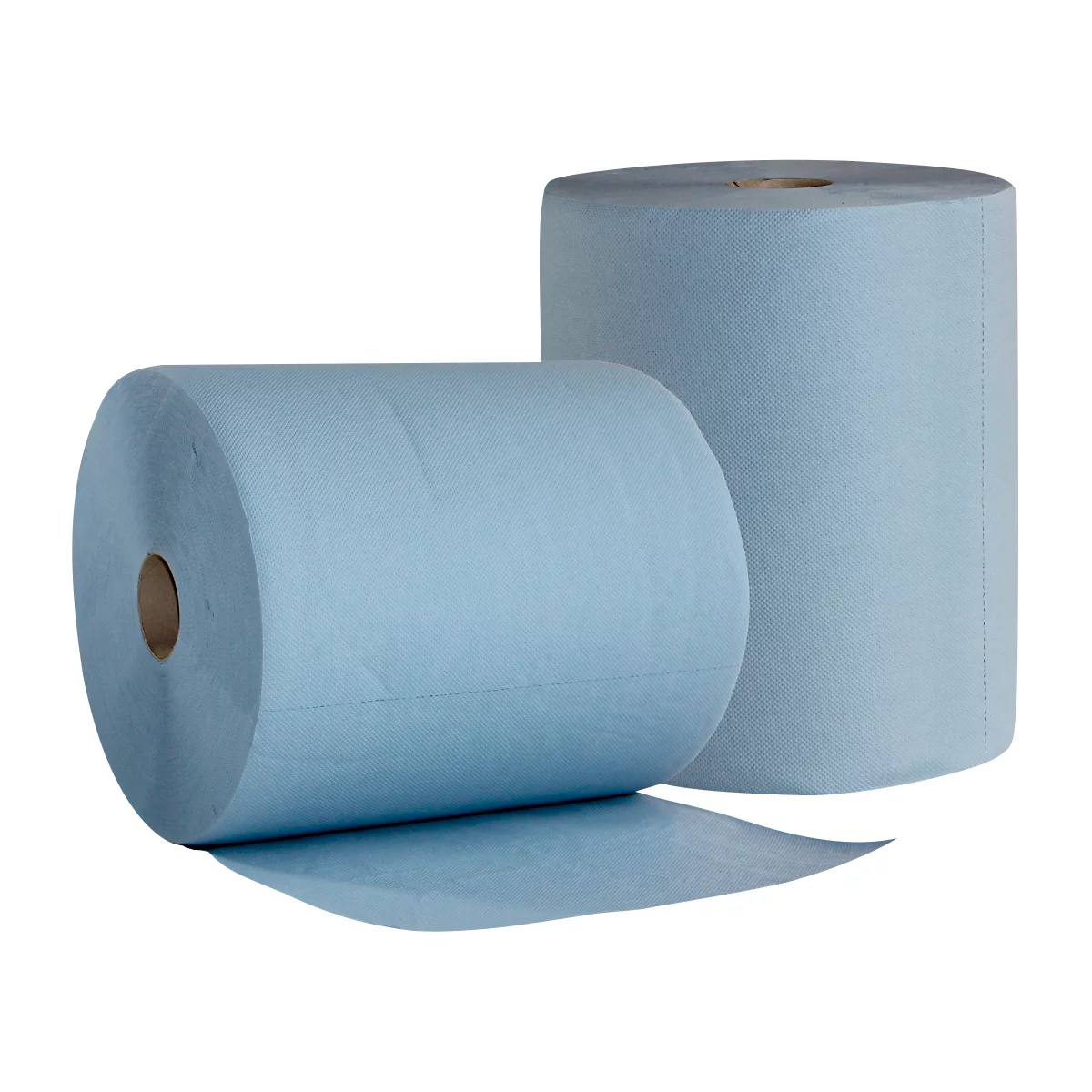 Papier de nettoyage BASIC-LINE, 3 couches, gaufré en volume &amp; encollé entre les feuilles, dimensions des chiffons env. 380 x 360 mm, bleu, 2 rouleaux de 500 chiffons chacun
